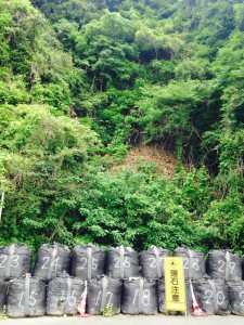 大島から伊根へ抜ける道。がけ崩れがおきています。